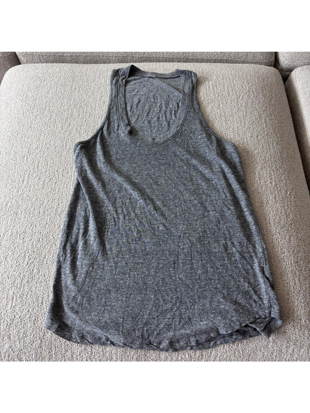 Monrow Triblend Scoop Neck Tank Gray Longline XS Luxury Loungewear Comfy Basic